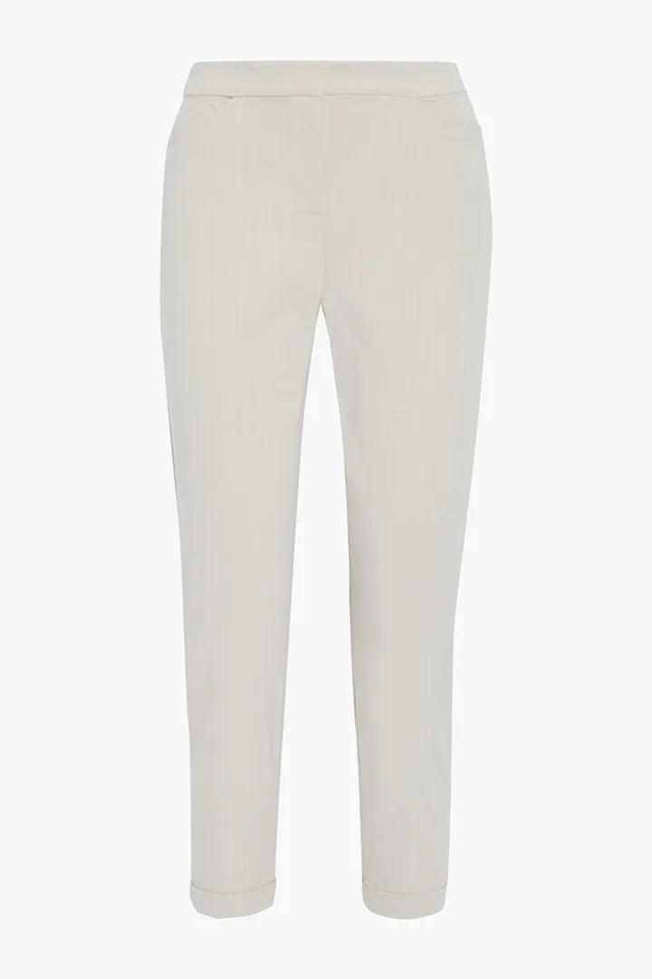 Cropped zip-detailed cotton-blend slim-leg pants