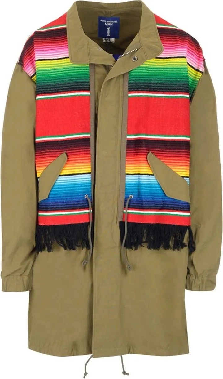 Junya Watanabe MAN Striped Fringed Detailed Coat