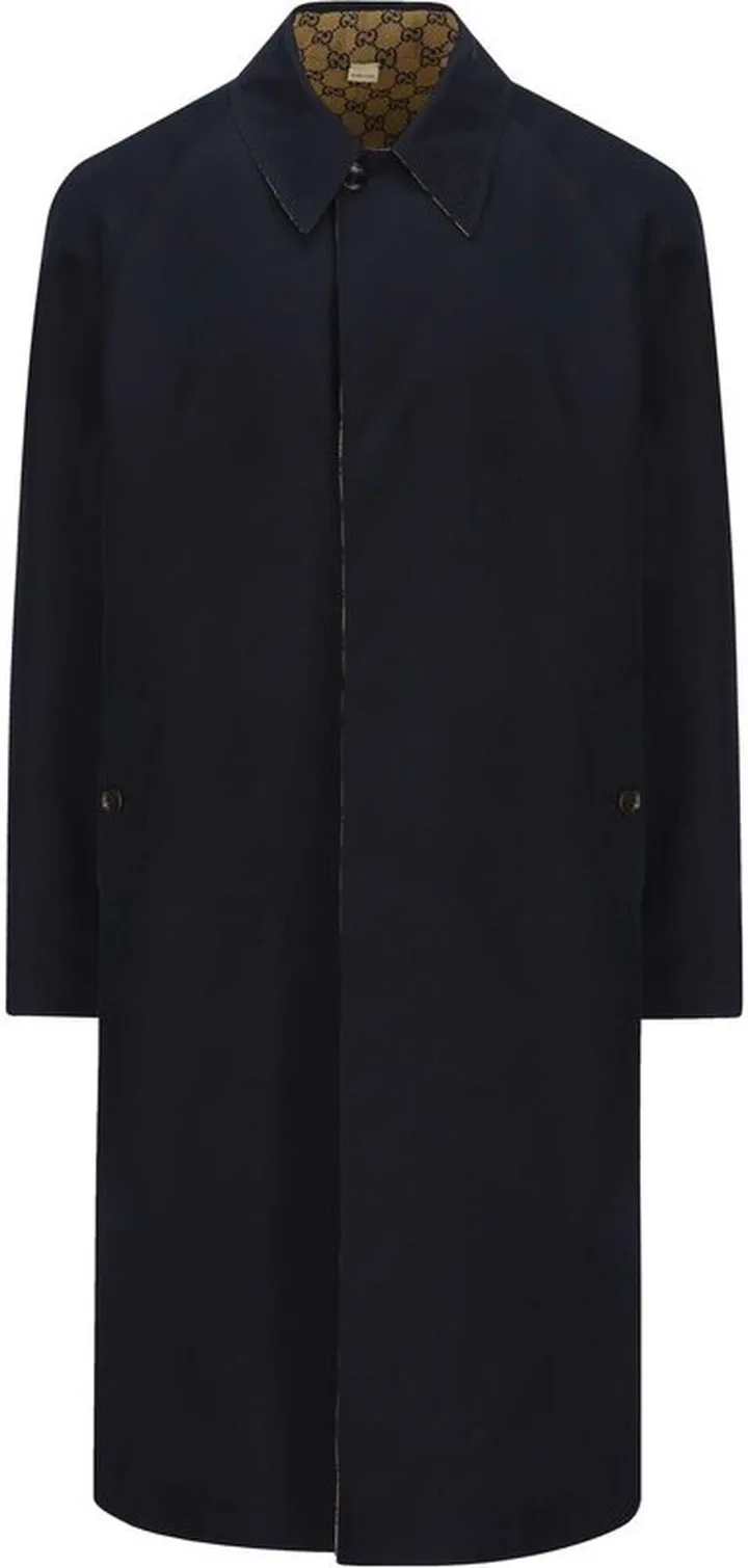Gucci Monogram Print Reversible Trench Coat