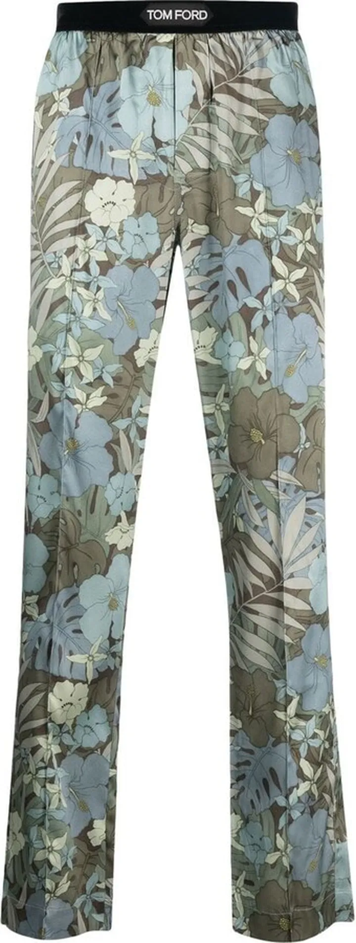 Floral-Print Silk Pajama Trousers