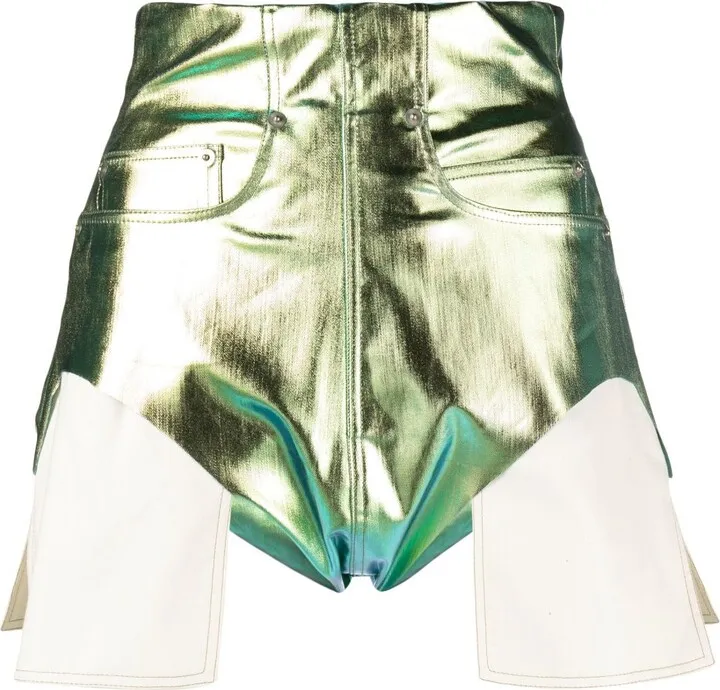 Iridescent-Finish High-Waisted Shorts