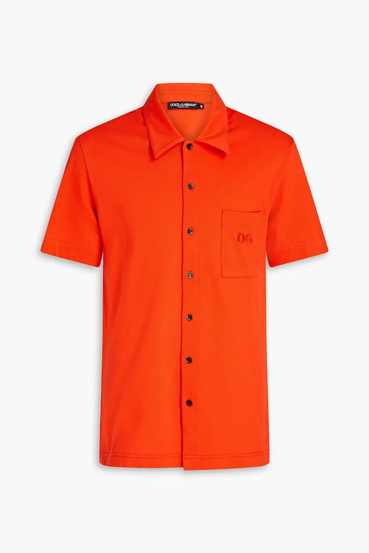 Logo-embroidered cotton-piqué shirt