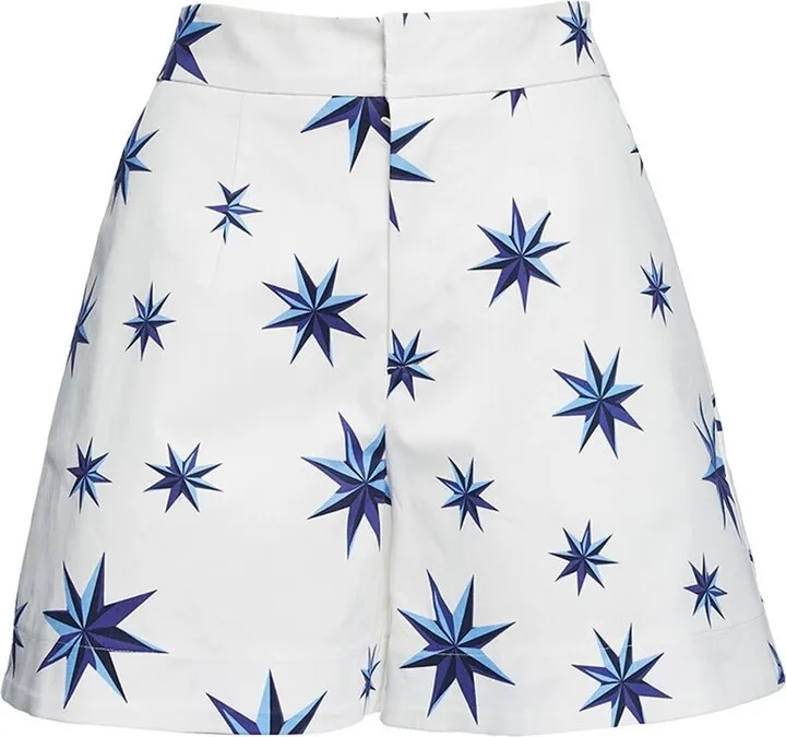 High-Waisted Star-Print Wide-Leg Shorts
