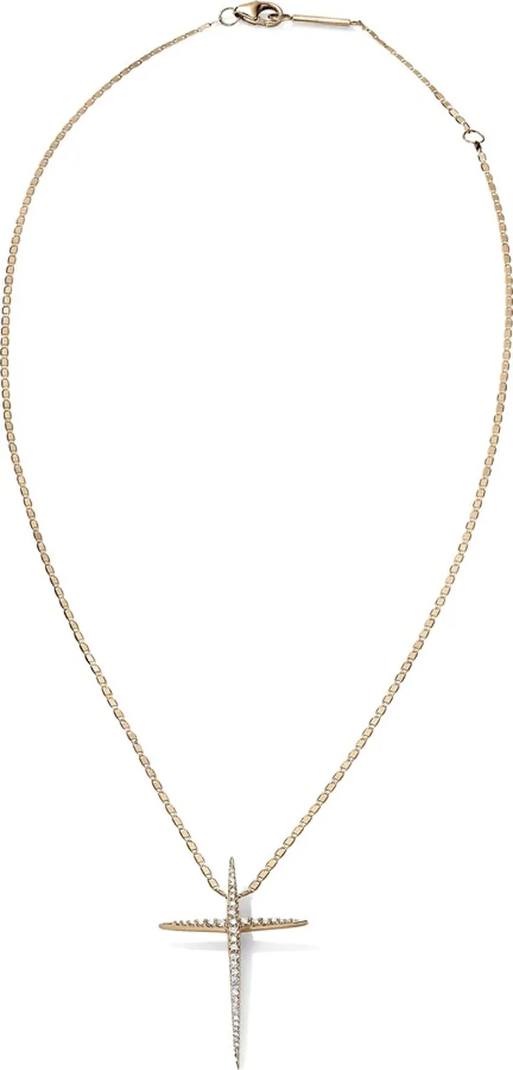 Skinny Diamond Cross Pendant Necklace