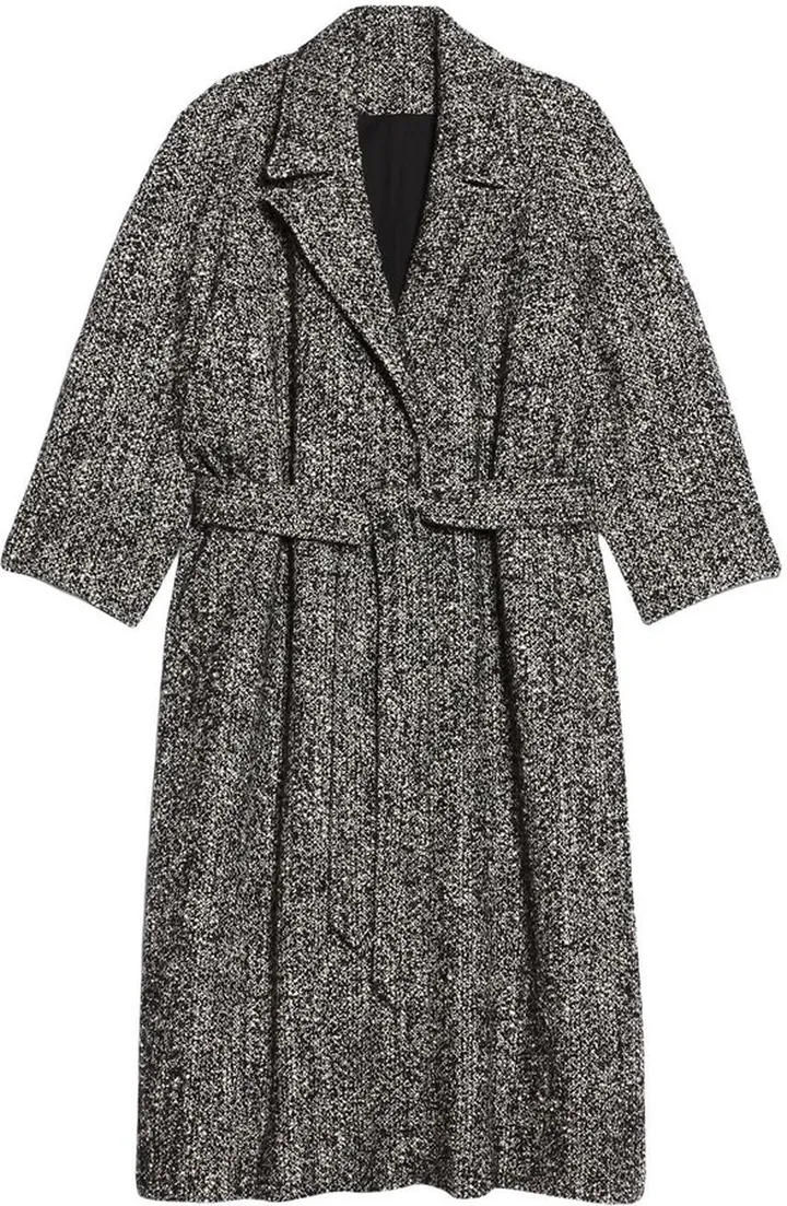Belted Marl-Knit Coat