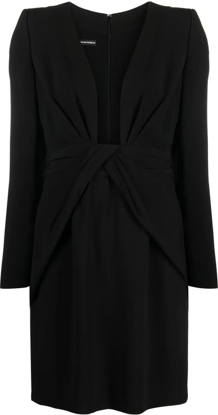Long-Sleeved Draped Dress