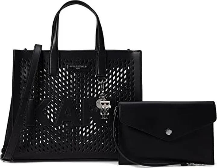 Karl Lagerfeld Paris Nouveau Tote (Black Perf) Handbags