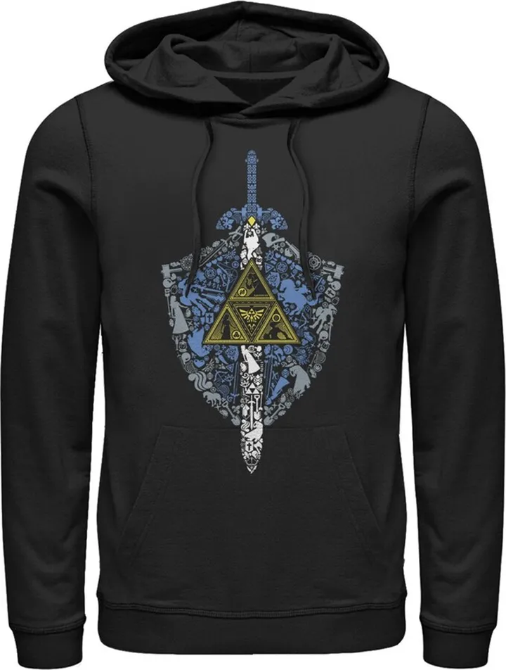 Men's Nintendo Legend of Zelda Hidden Pattern Pull Over Hoodie - Black - Small