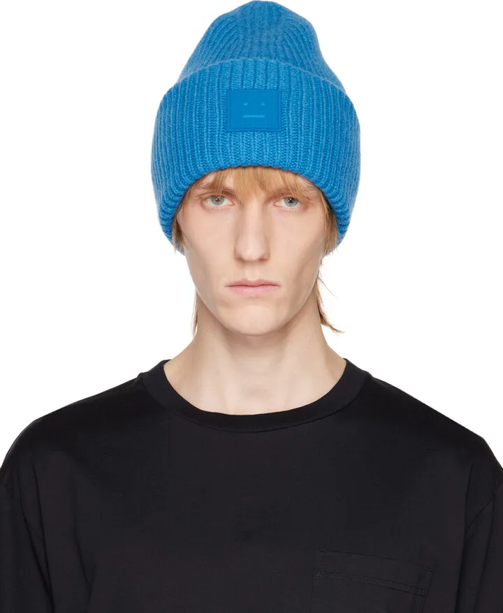 Acne Studios Blue Logo Beanie