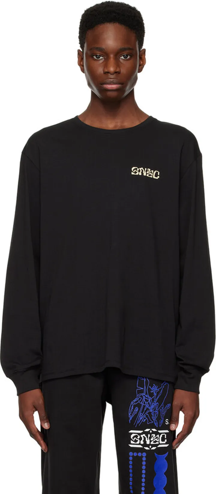 Saturdays NYC Black Saturated Flower Long Sleeve T-Shirt
