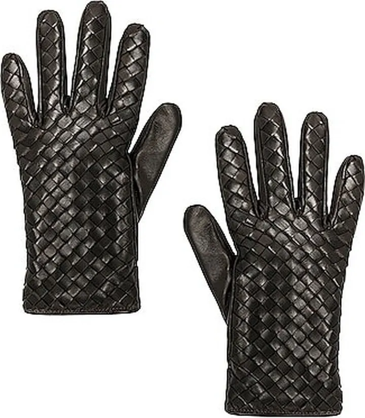 Bottega Veneta Intreccio Nappa Gloves in Chocolate