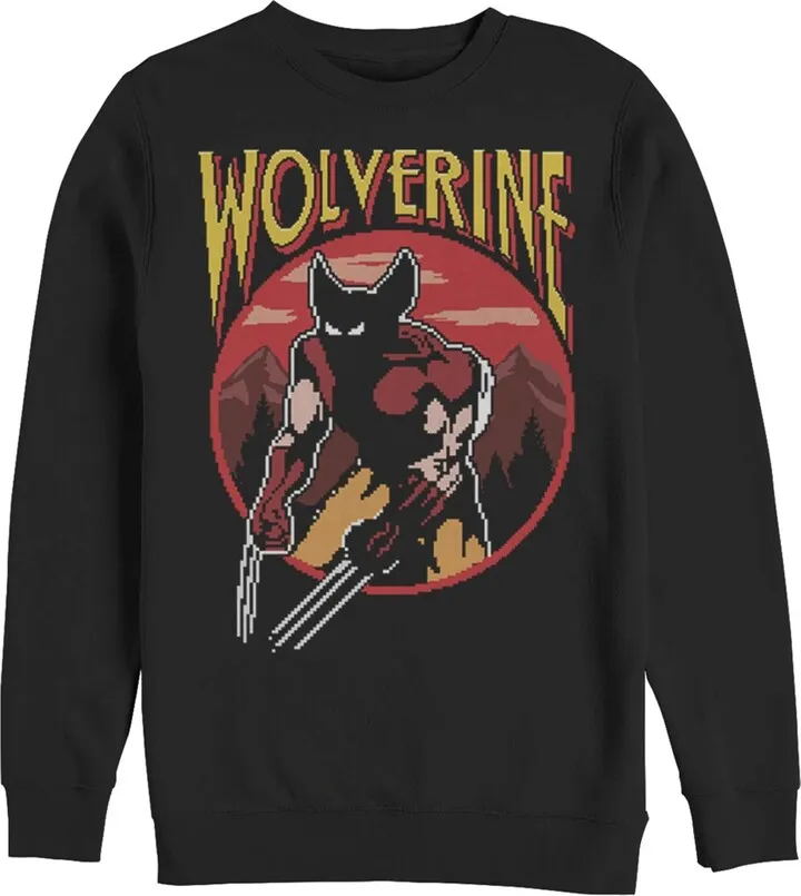 Men's Marvel X-Men Pixel Wolverine Sweatshirt - Black - 3X Large