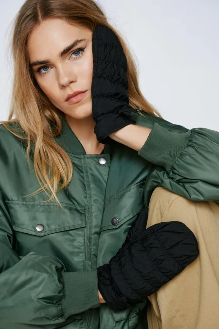 Nasty Gal Womens Quilted Mittens