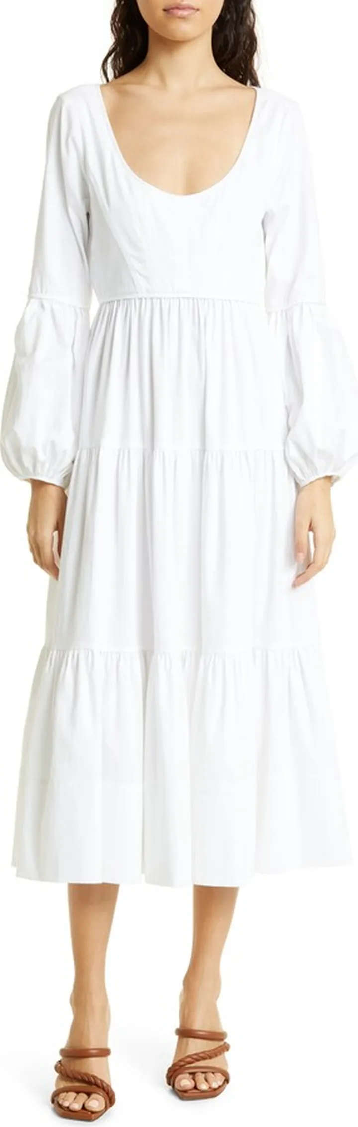 Hillary Long Sleeve Cotton Blend Midi Dress