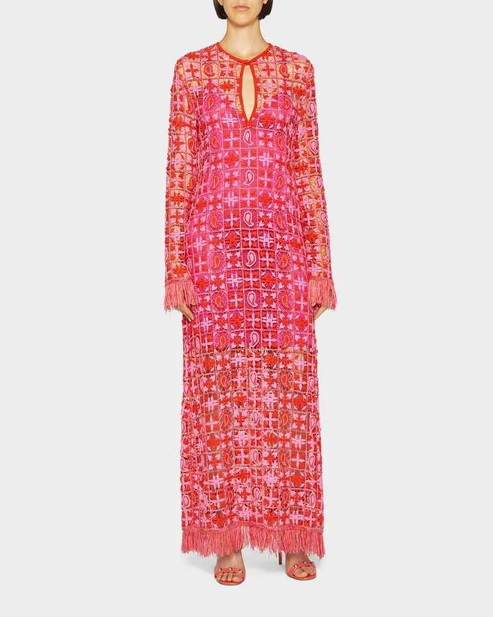 Maglia Abito Crochet Maxi Dress
