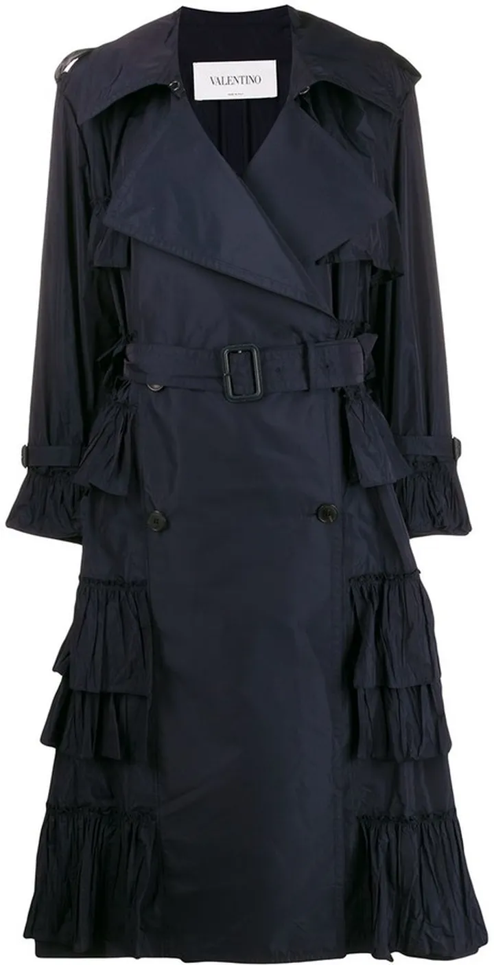 Double-Breasted Tiered Trench Coat