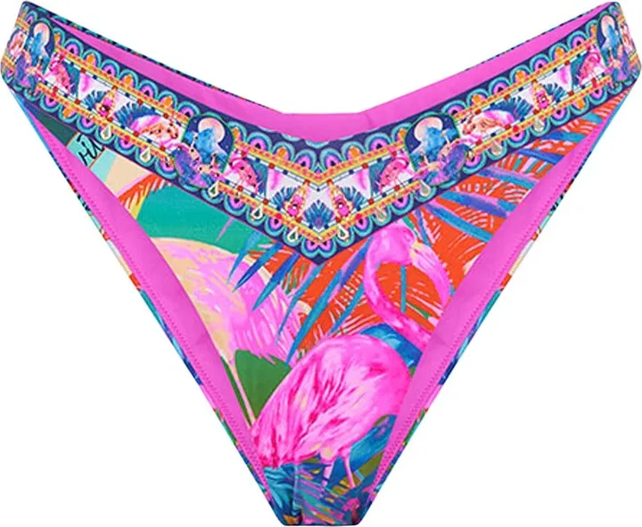 Flamenco Flamingo Print Triangle Bikini Bottoms