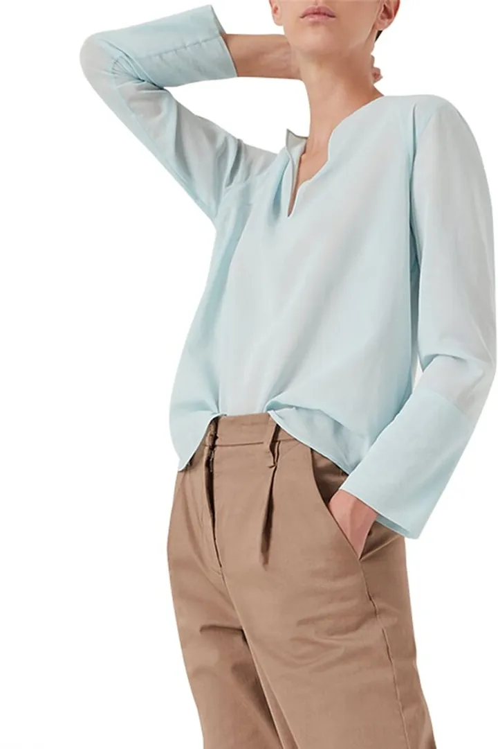 V-Neck Cotton-Silk Tunic