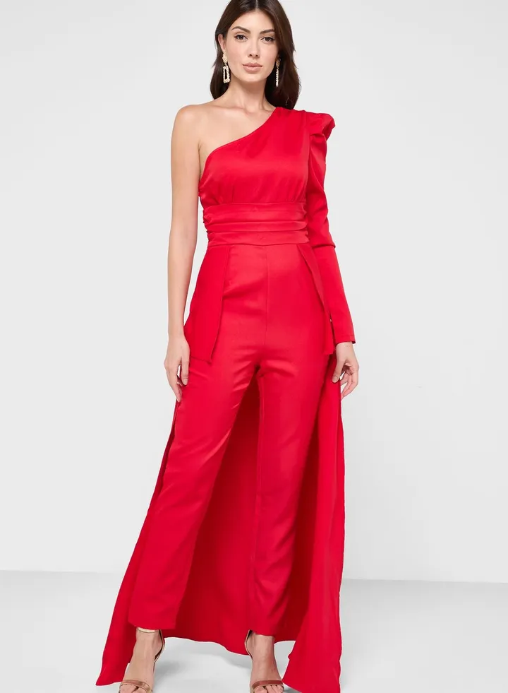 Puff Sleeve Draped Jumpsuit
