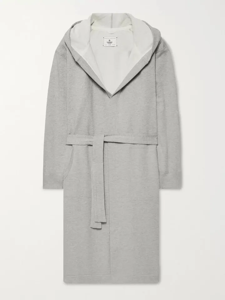 Mélange Loopback Cotton-Jersey Hooded Robe