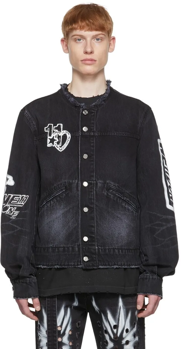 We11done Black Faded Denim Jacket