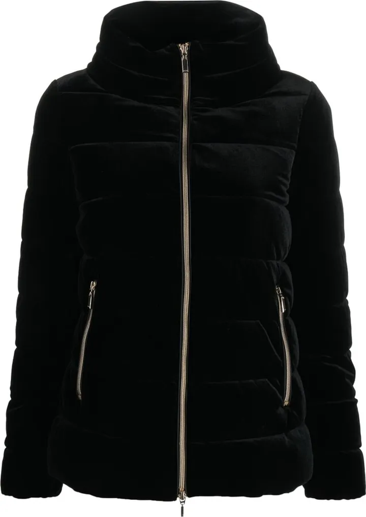 Velvet-Effect Puffer Jacket