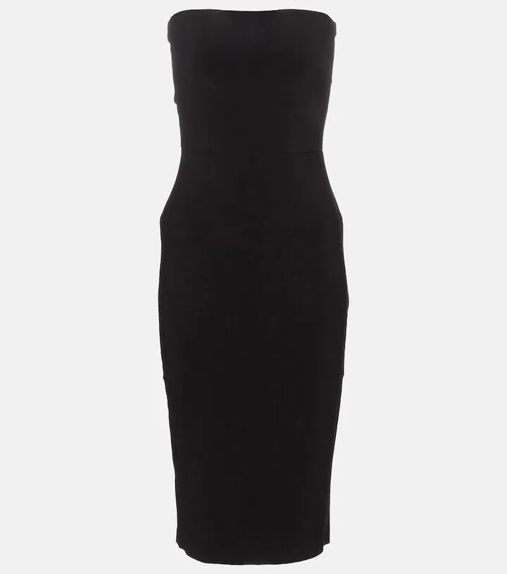 Strapless jersey-blend midi dress