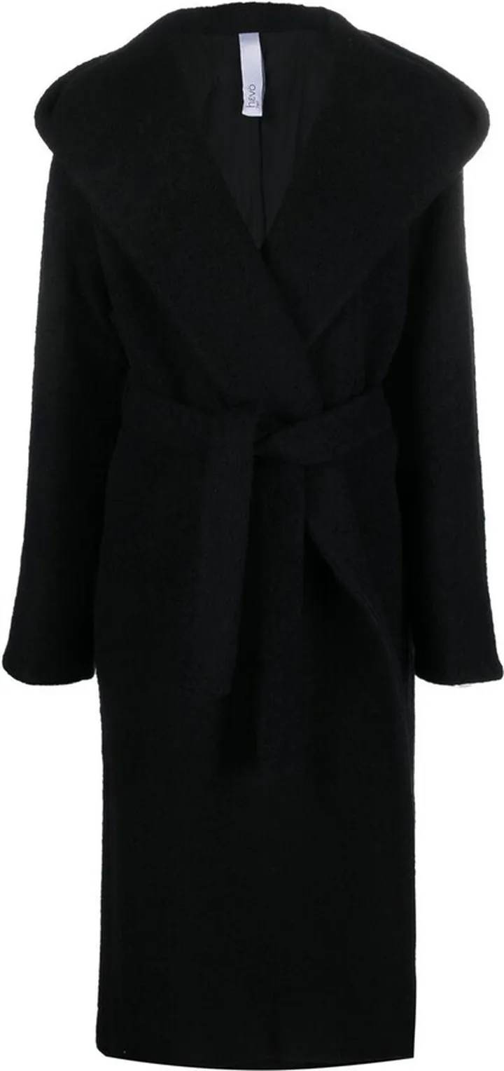 Tied-Waist Hooded Coat