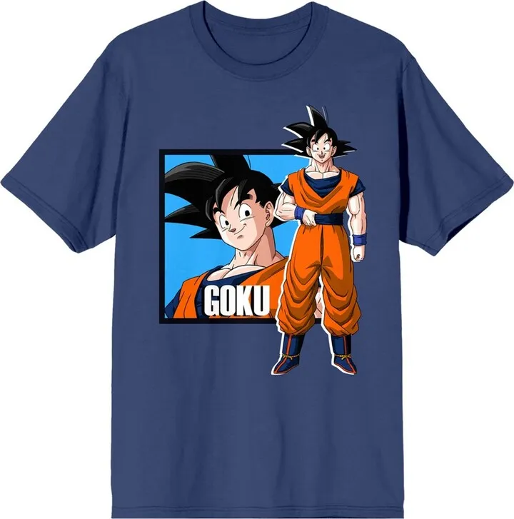 Dragonball Z Goku Character Women’s Navy Blue Short Sleeve Crew Neck Tee -Small