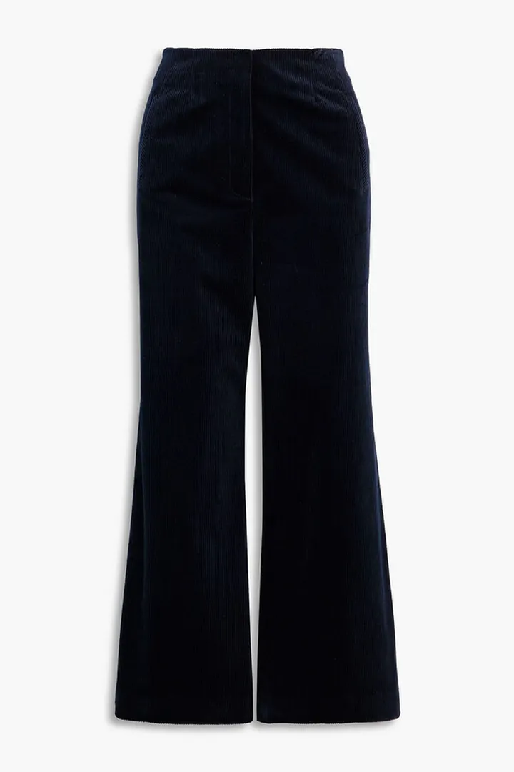 Cotton-blend corduroy wide-leg pants