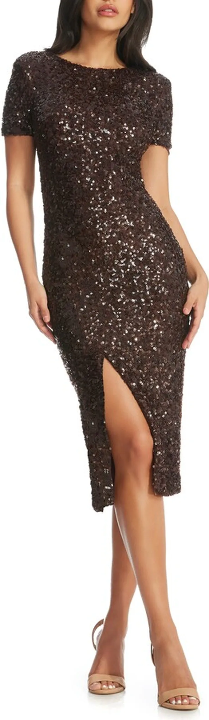 Natasha Sequin Sheath Midi Dress
