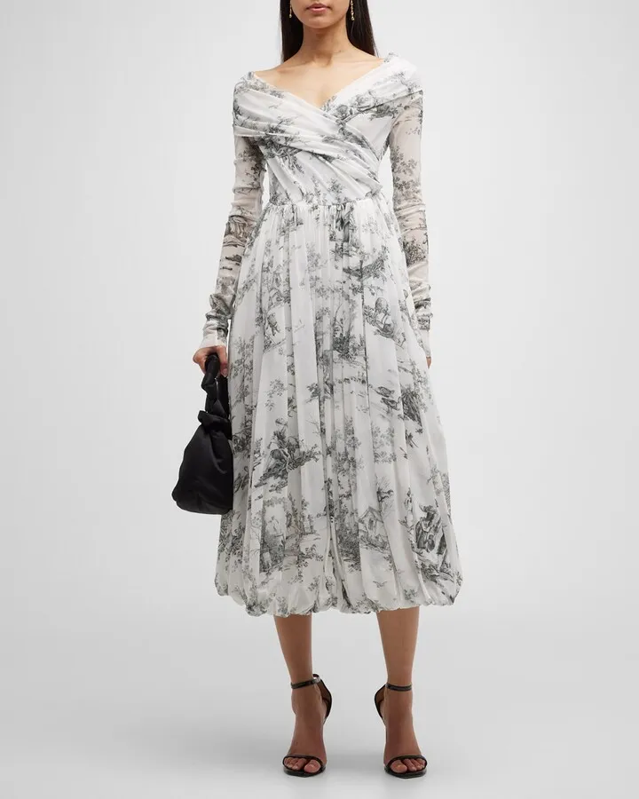 Long Sleeve Balloon Midi Dress