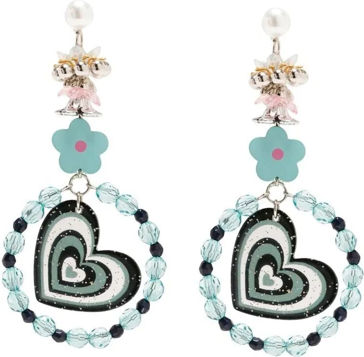 Heart-Embellished Drop Earrings