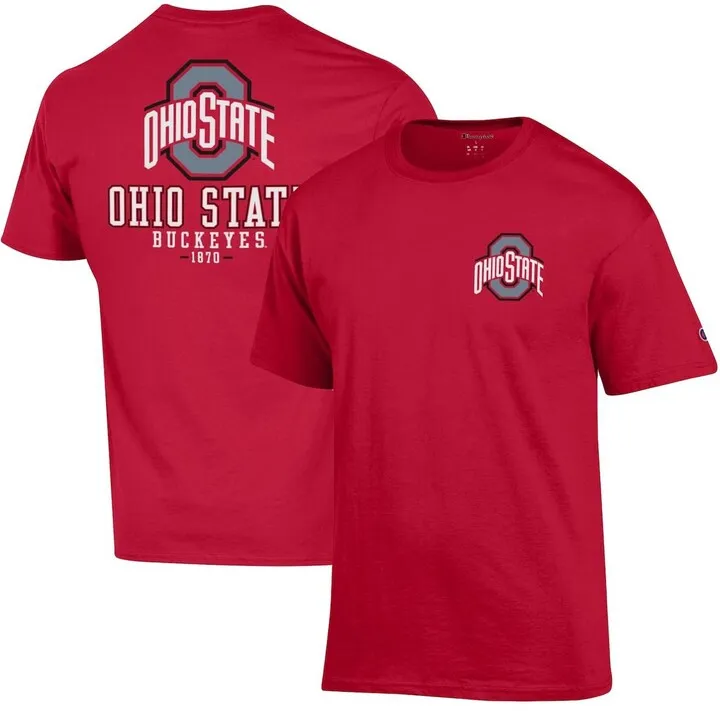 Men's Champion Scarlet Ohio State Buckeyes Team Stack 2-Hit T-shirt