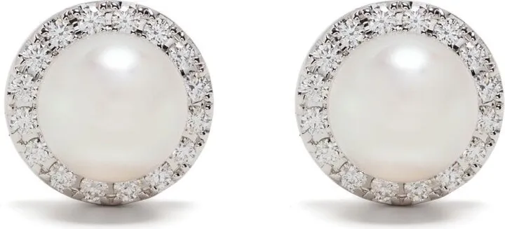 18kt white gold Akoya diamond earrings