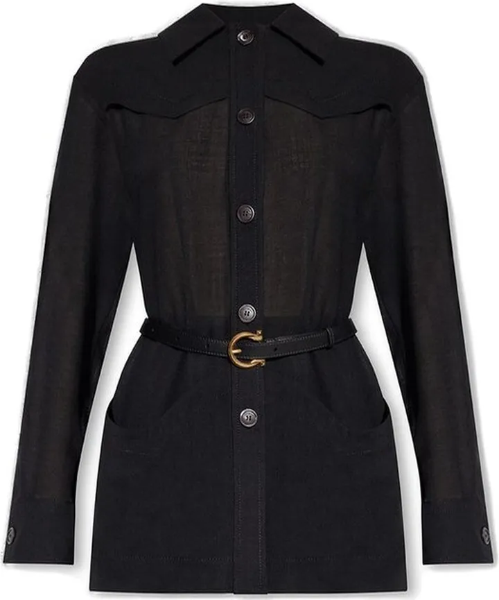 Salvatore Ferragamo Belted-Waist Buttoned Jacket