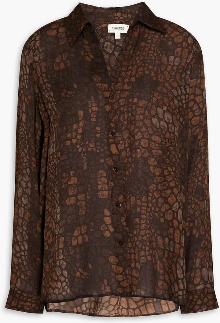 Printed silk crepe de chine shirt