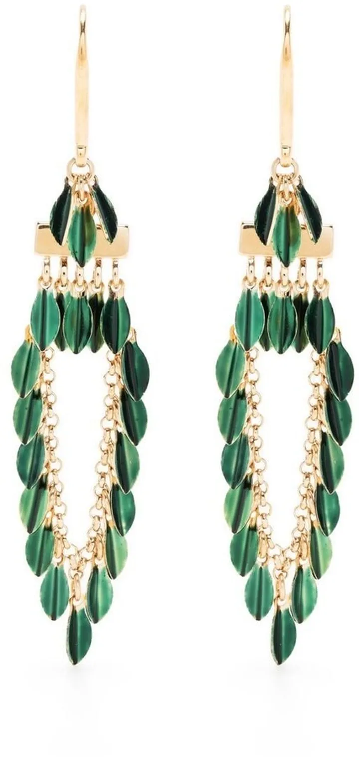 Leaf-Embellished Drop Earrings