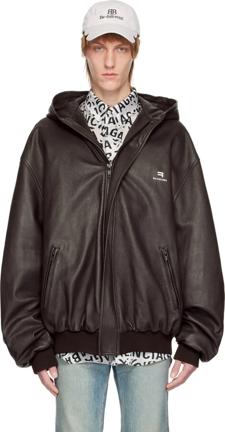 Balenciaga Brown Taxi Leather Jacket