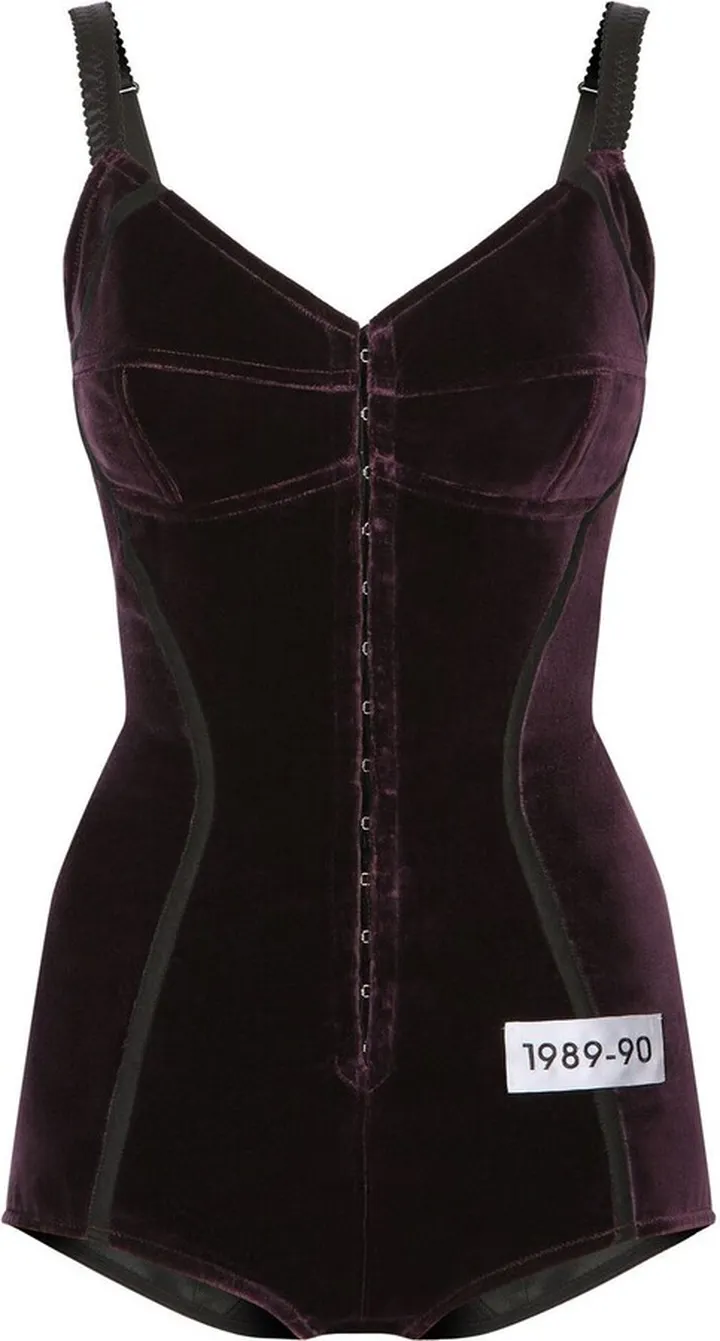 KIM DOLCE&GABBANA number-patch corset bodysuit