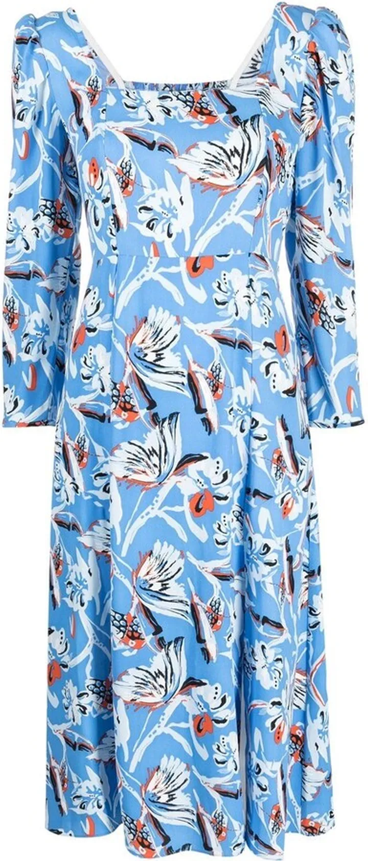 Floral-Print Flared Midi Dress