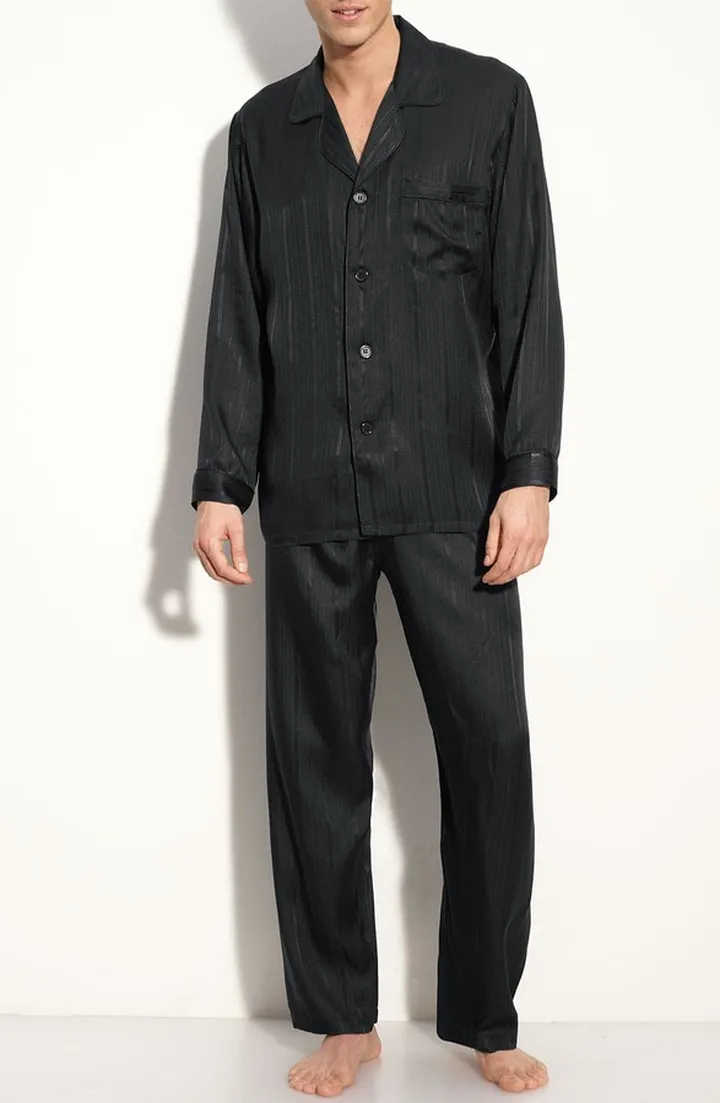 Herringbone Stripe Silk Pajamas