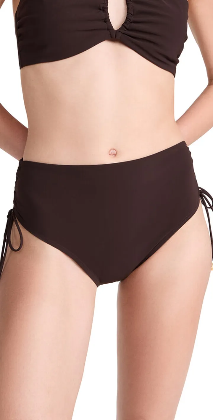 Tory Burch High-Waist Cinched Bikini Bottoms