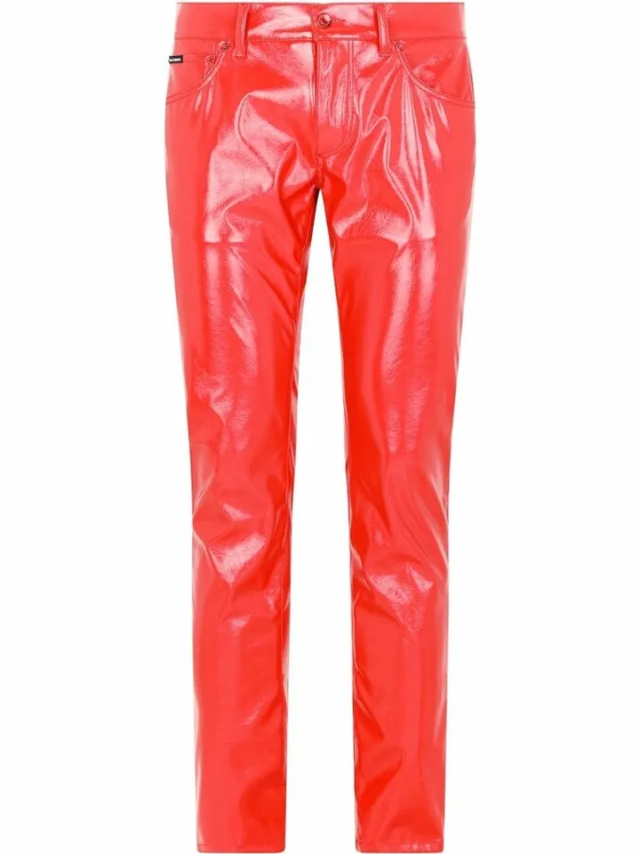 Straight-Leg Leather-Look Trousers