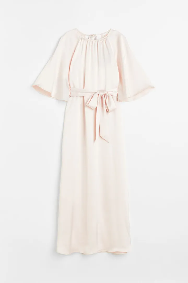 Tie-belt Satin Dress
