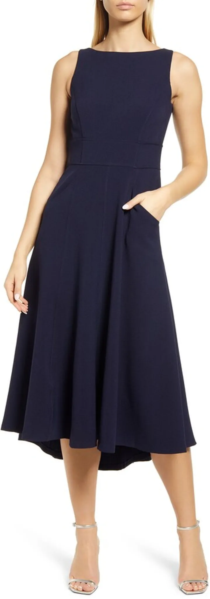 Bateau Neck Fit & Flare Dress