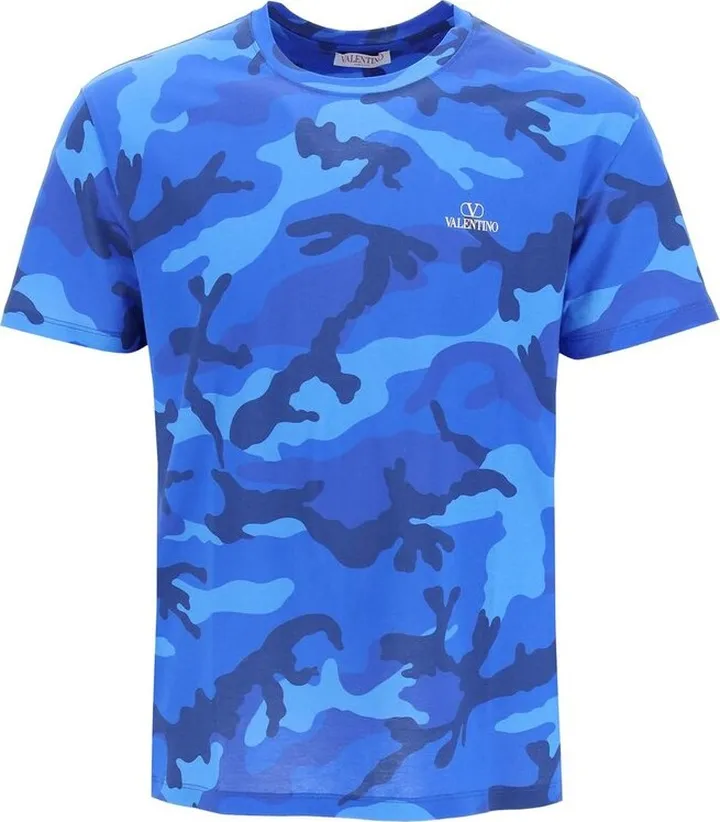 Valentino Camouflage Printed Crewneck T-Shirt