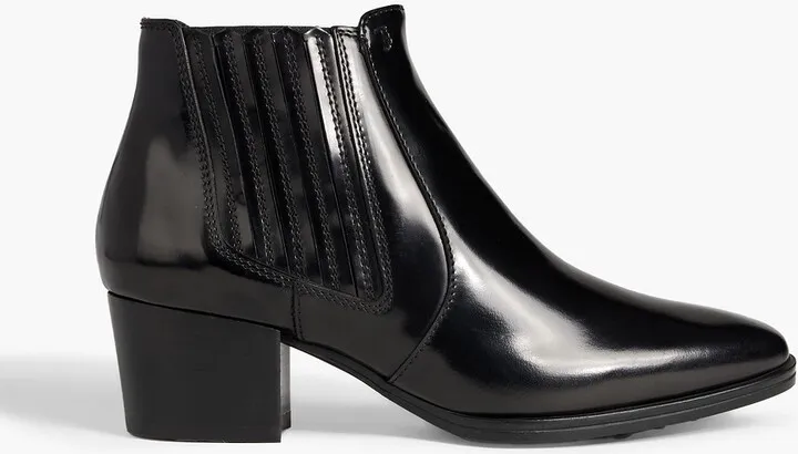 Glossed-leather ankle boots