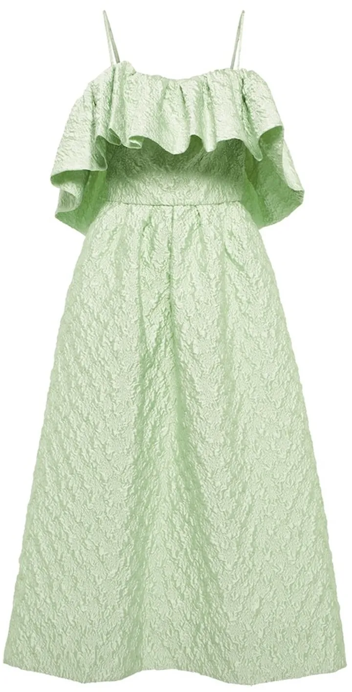 Off-shoulder matelasse midi dress