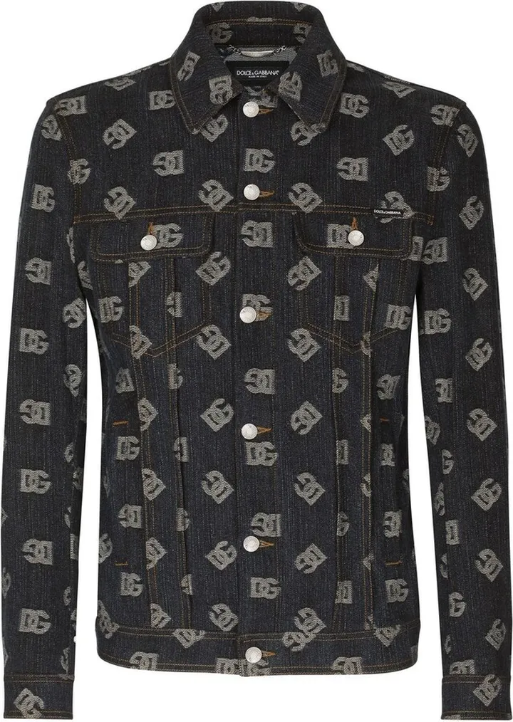 Jacquard-Logo Denim Jacket